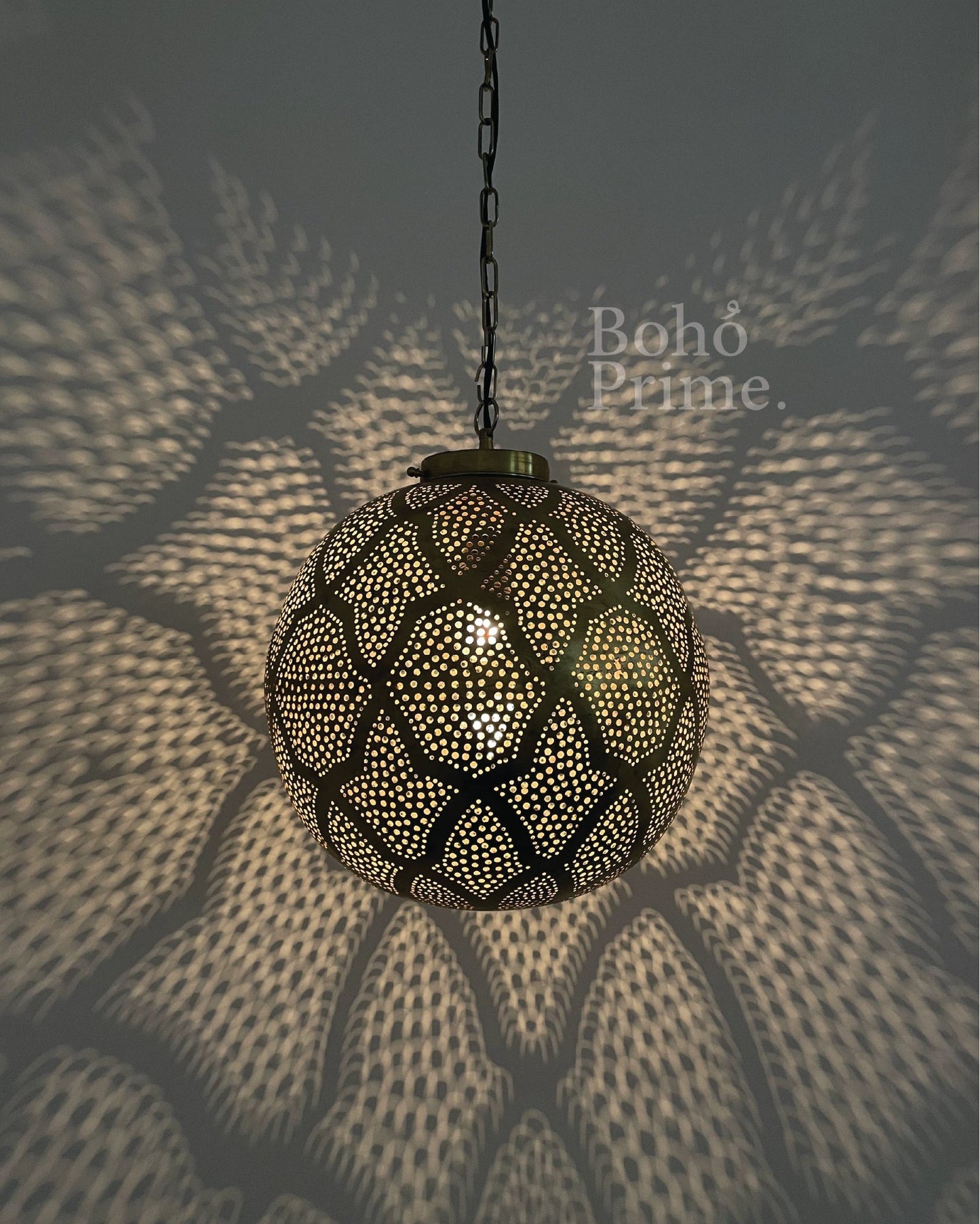 Authentic Moroccan Brass Sphere Pendant Light