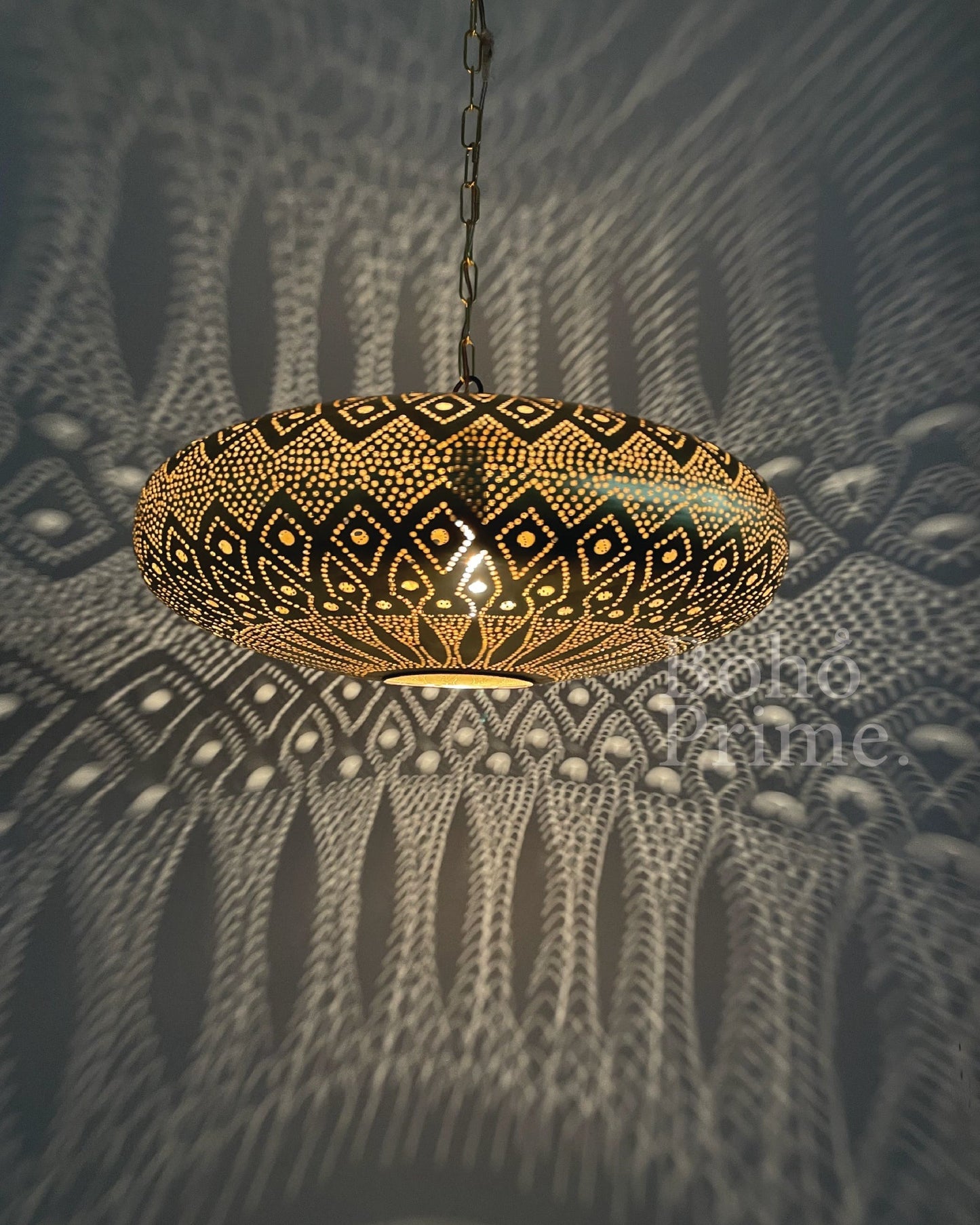 Hand-Pierced Moroccan Brass Cone Pendant Lamp