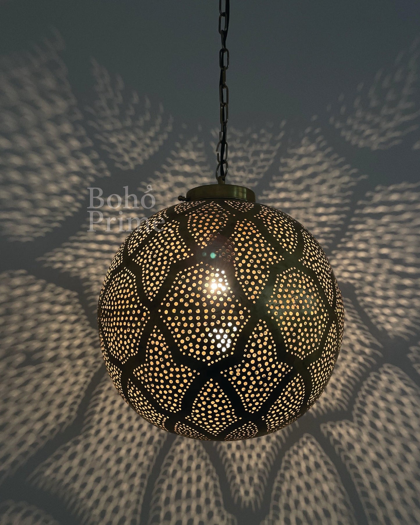 Authentic Moroccan Brass Sphere Pendant Light