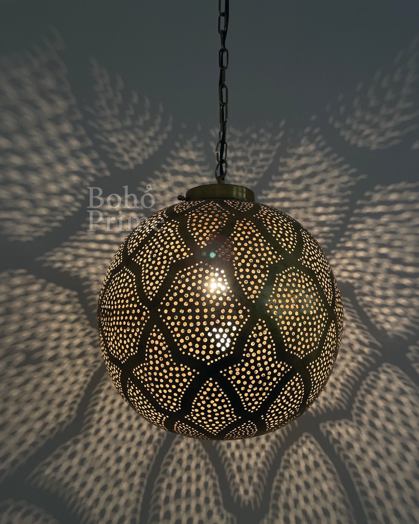 Authentic Moroccan Brass Sphere Pendant Light