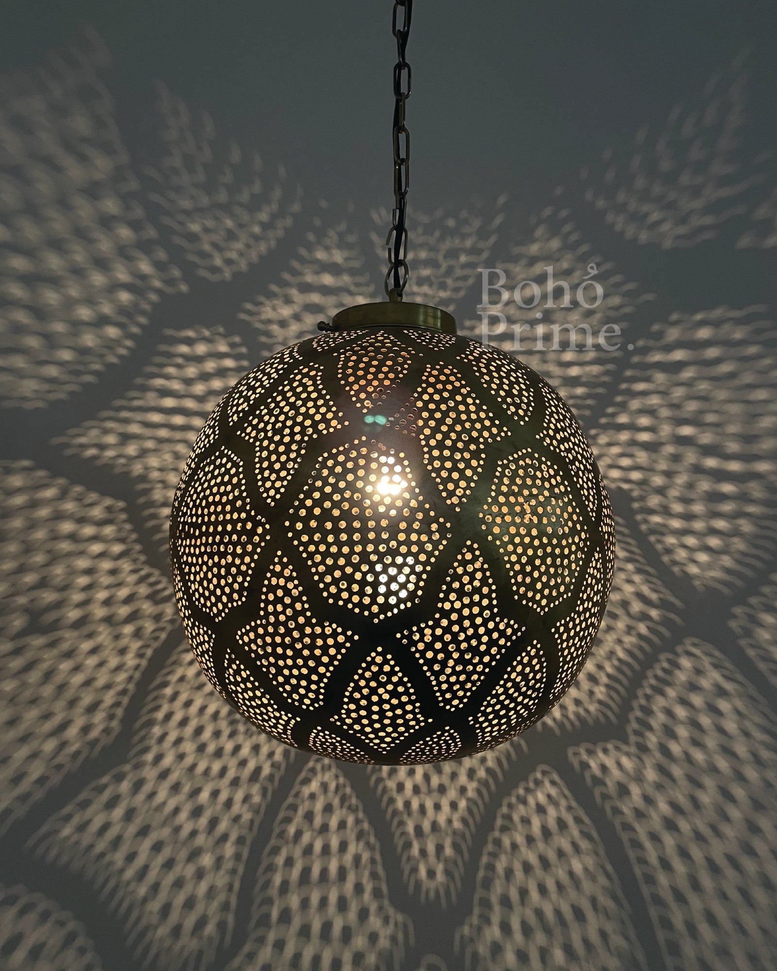 Authentic Moroccan Brass Sphere Pendant Light