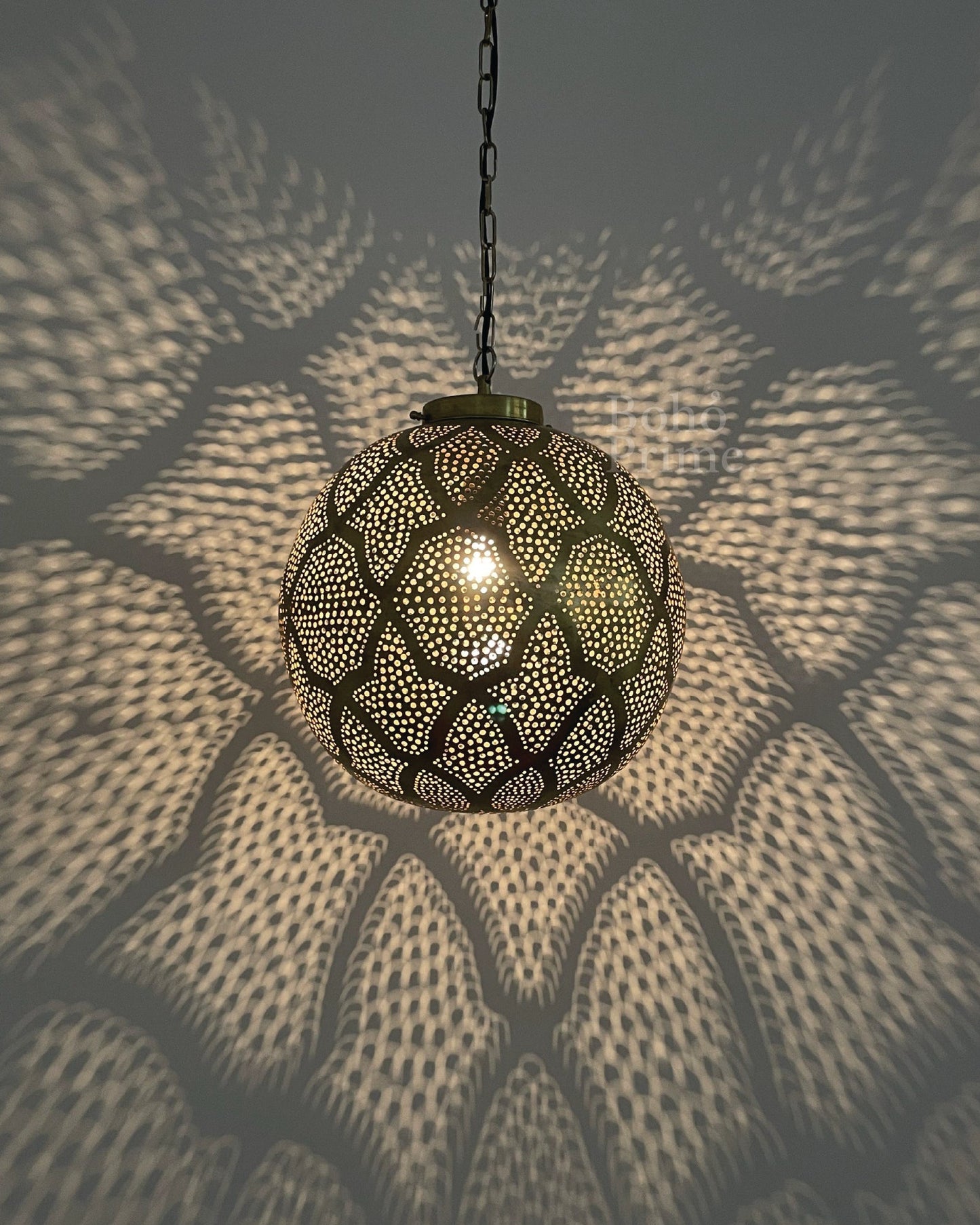 Authentic Moroccan Brass Sphere Pendant Light
