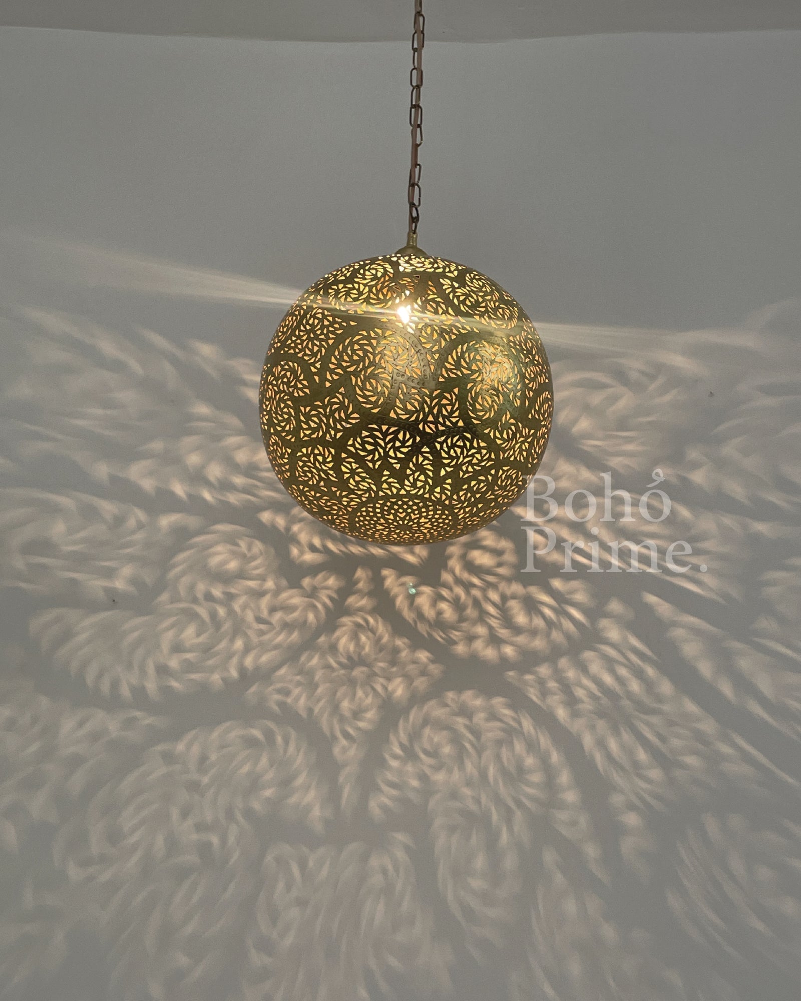 Authentic Moroccan Brass Sphere Pendant Light