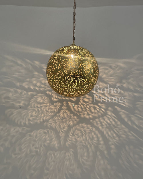 Authentic Moroccan Brass Sphere Pendant Light
