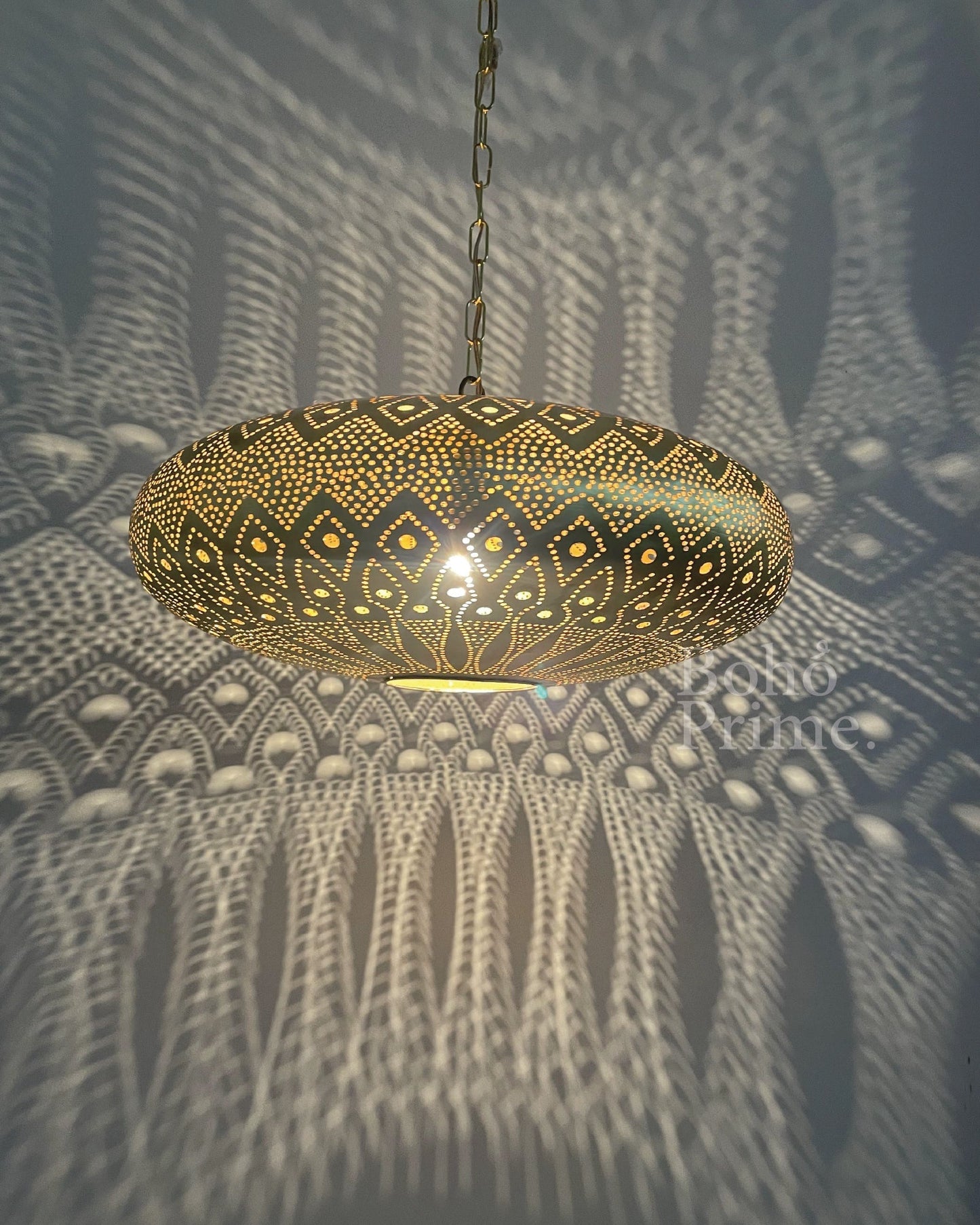 Hand-Pierced Moroccan Brass Cone Pendant Lamp