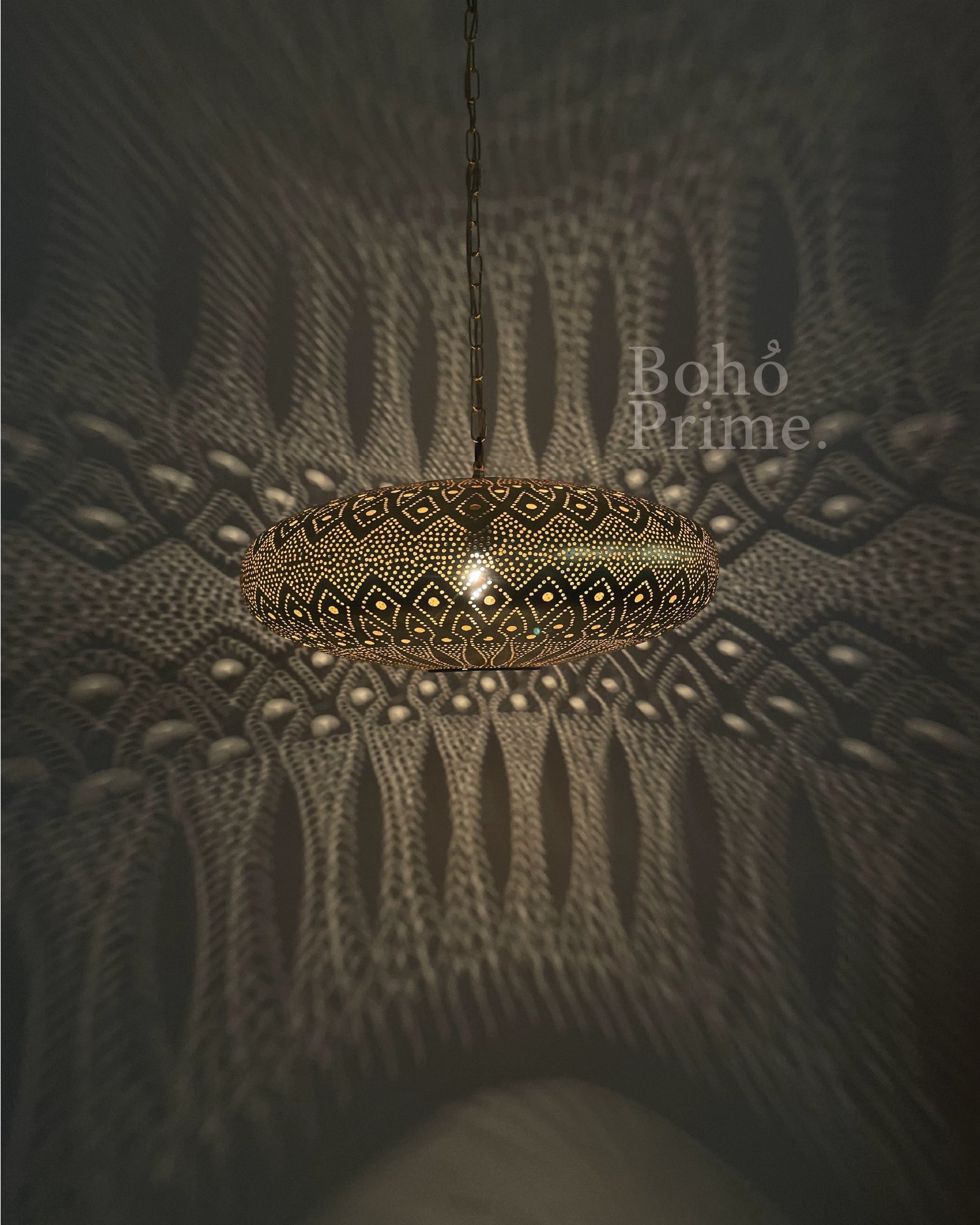 Hand-Pierced Moroccan Brass Cone Pendant Lamp