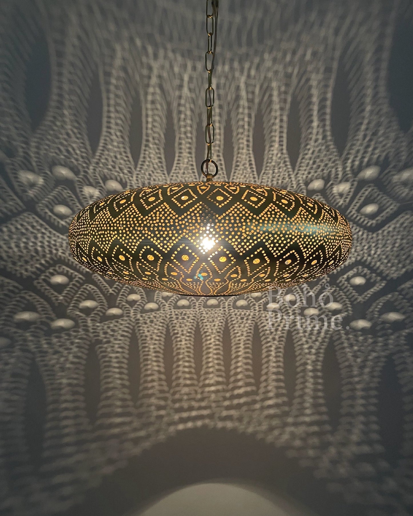 Hand-Pierced Moroccan Brass Cone Pendant Lamp