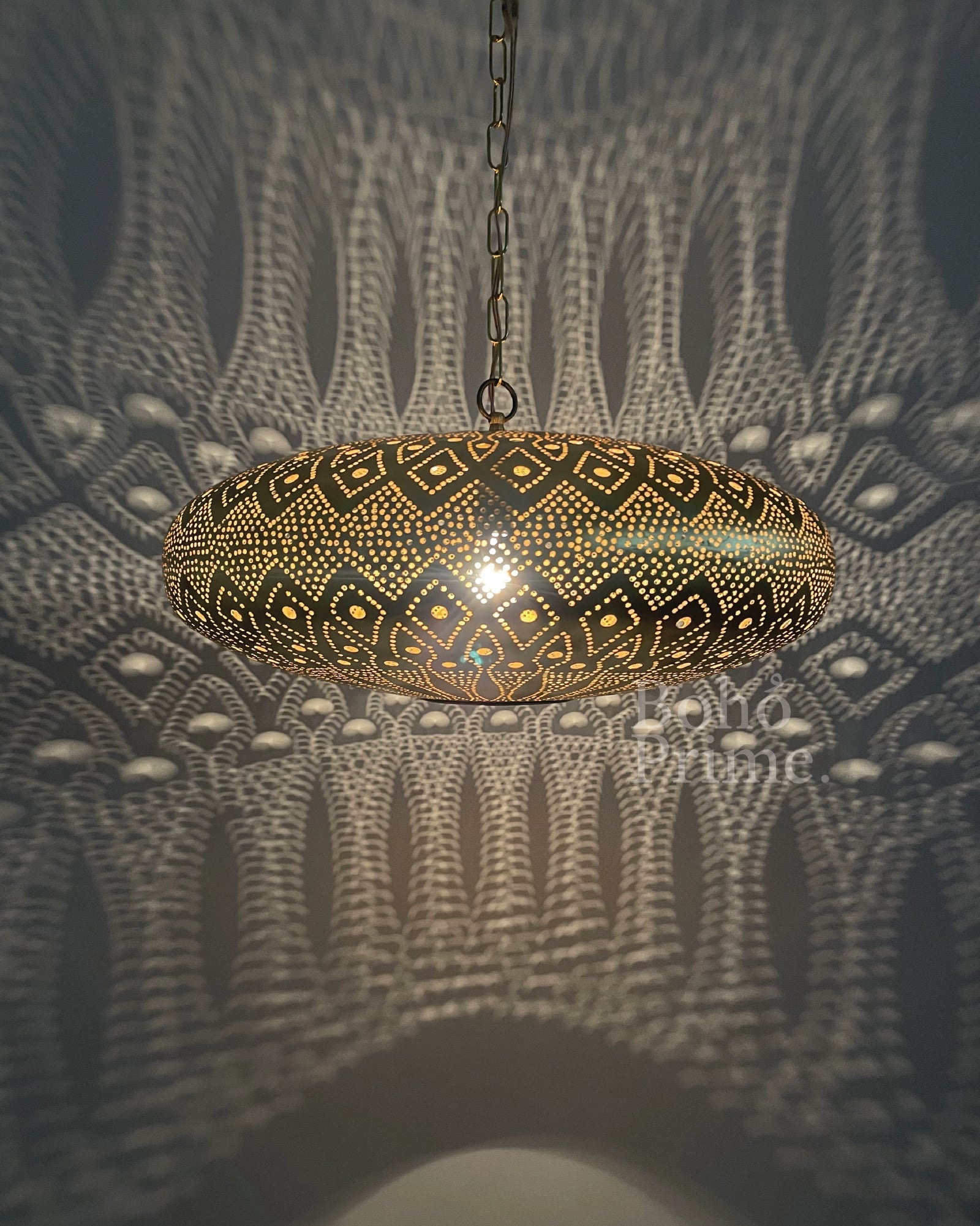 Hand-Pierced Moroccan Brass Cone Pendant Lamp