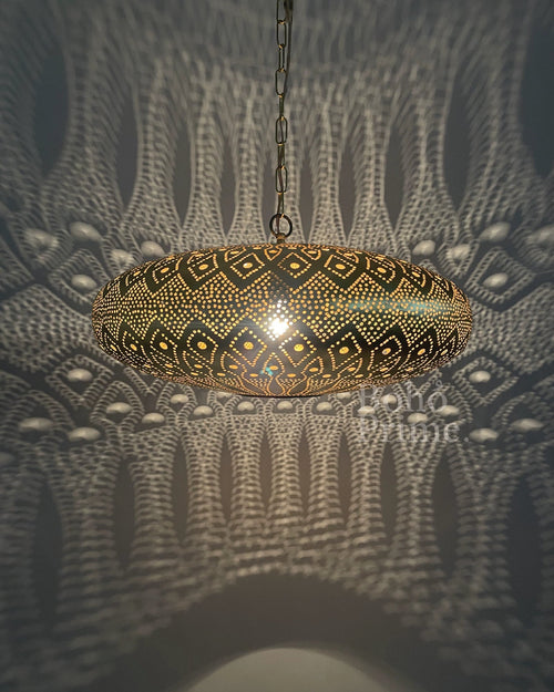 Hand-Pierced Moroccan Brass Cone Pendant Lamp