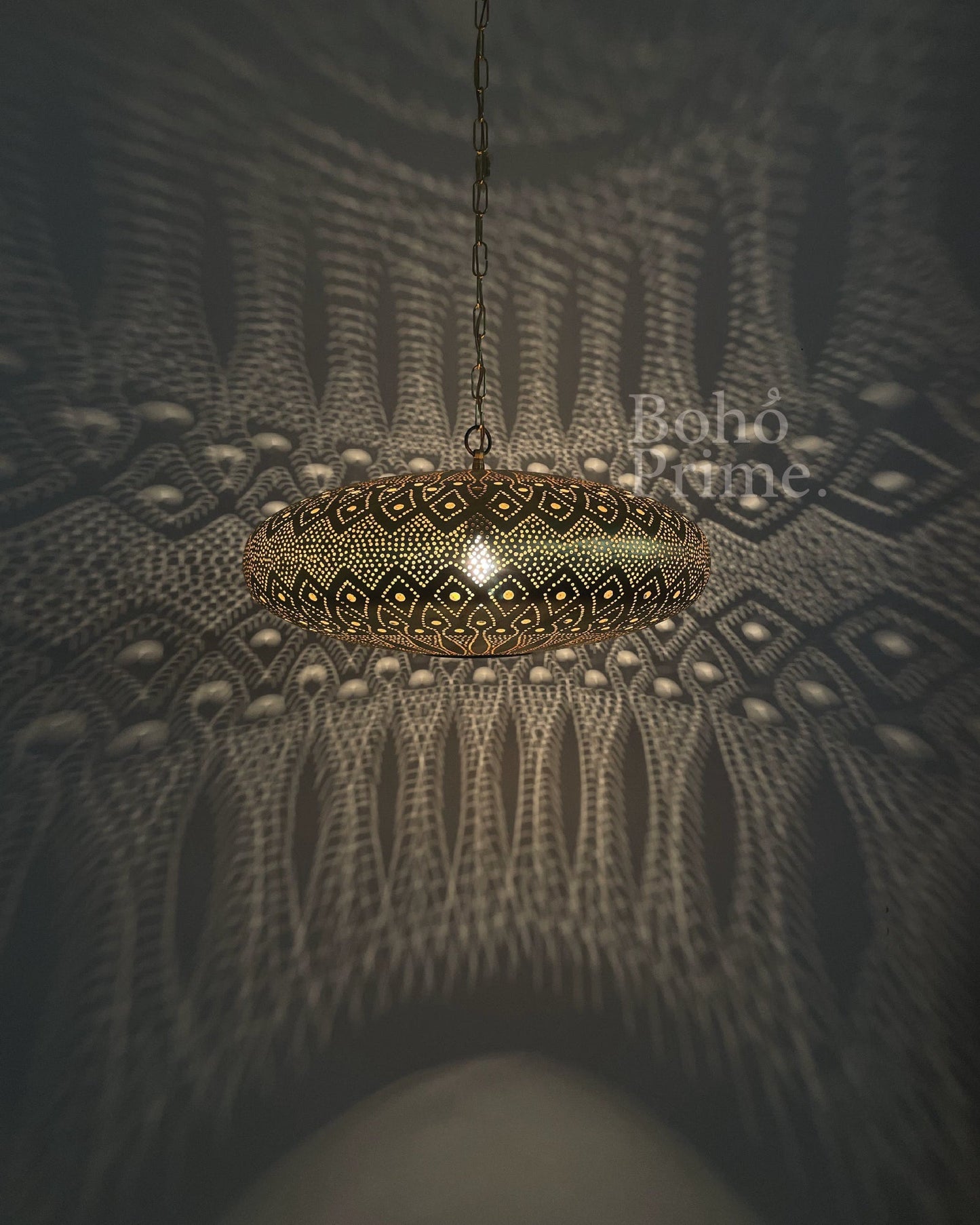 Hand-Pierced Moroccan Brass Cone Pendant Lamp