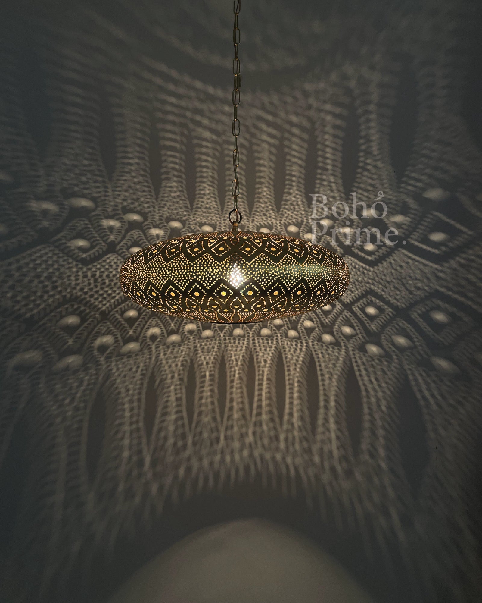 Hand-Pierced Moroccan Brass Cone Pendant Lamp
