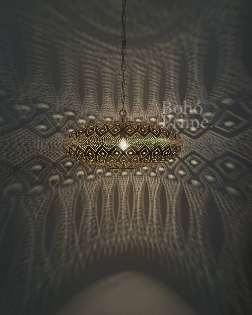Hand-Pierced Moroccan Brass Cone Pendant Lamp