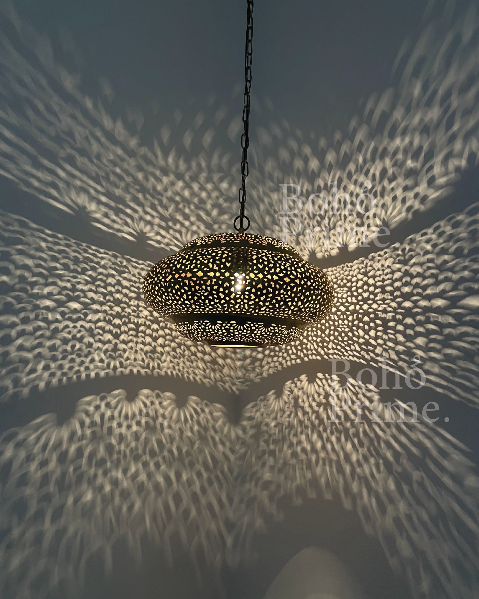 Moroccan Engraved Brass Hanging Lantern