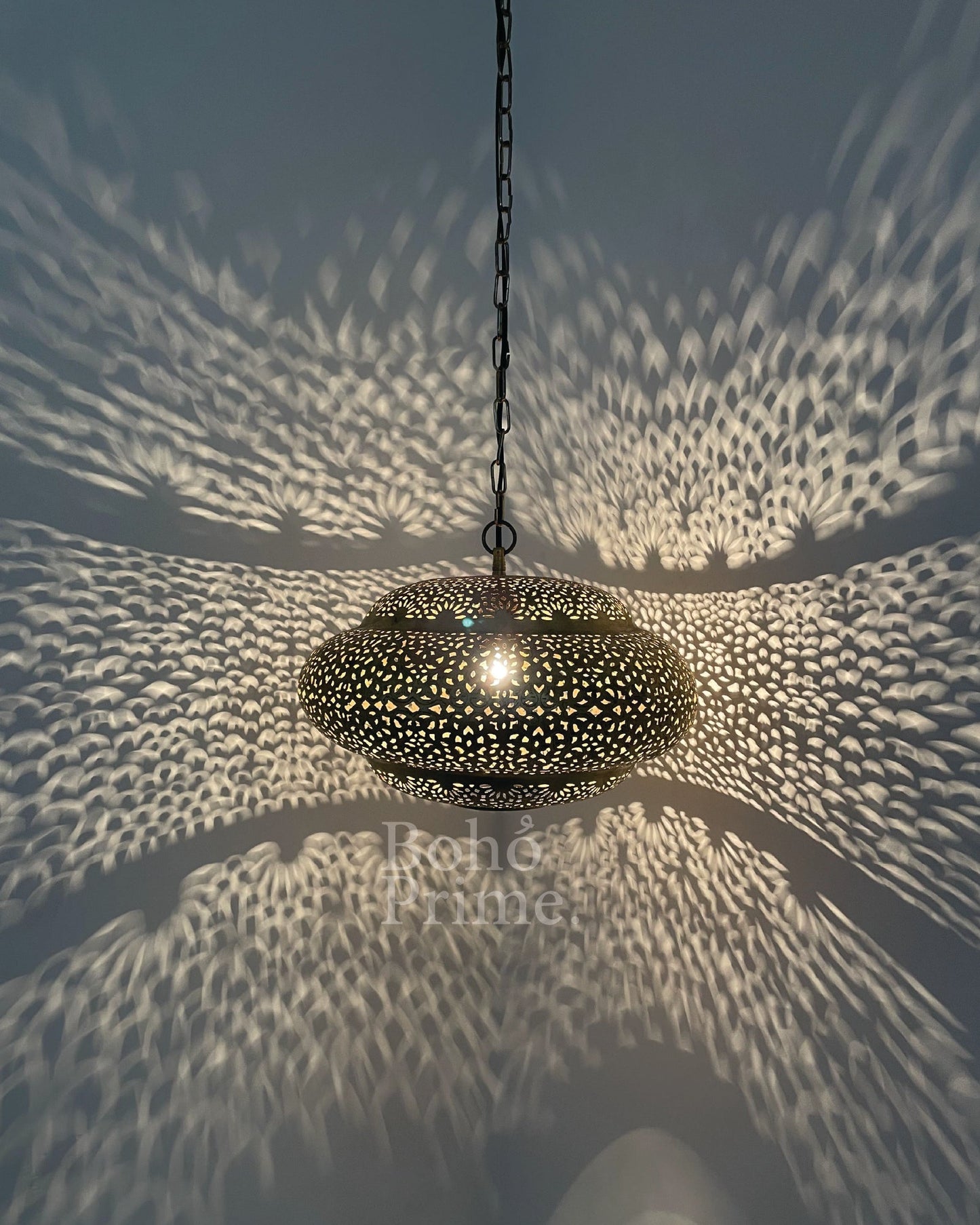 Moroccan Engraved Brass Hanging Lantern