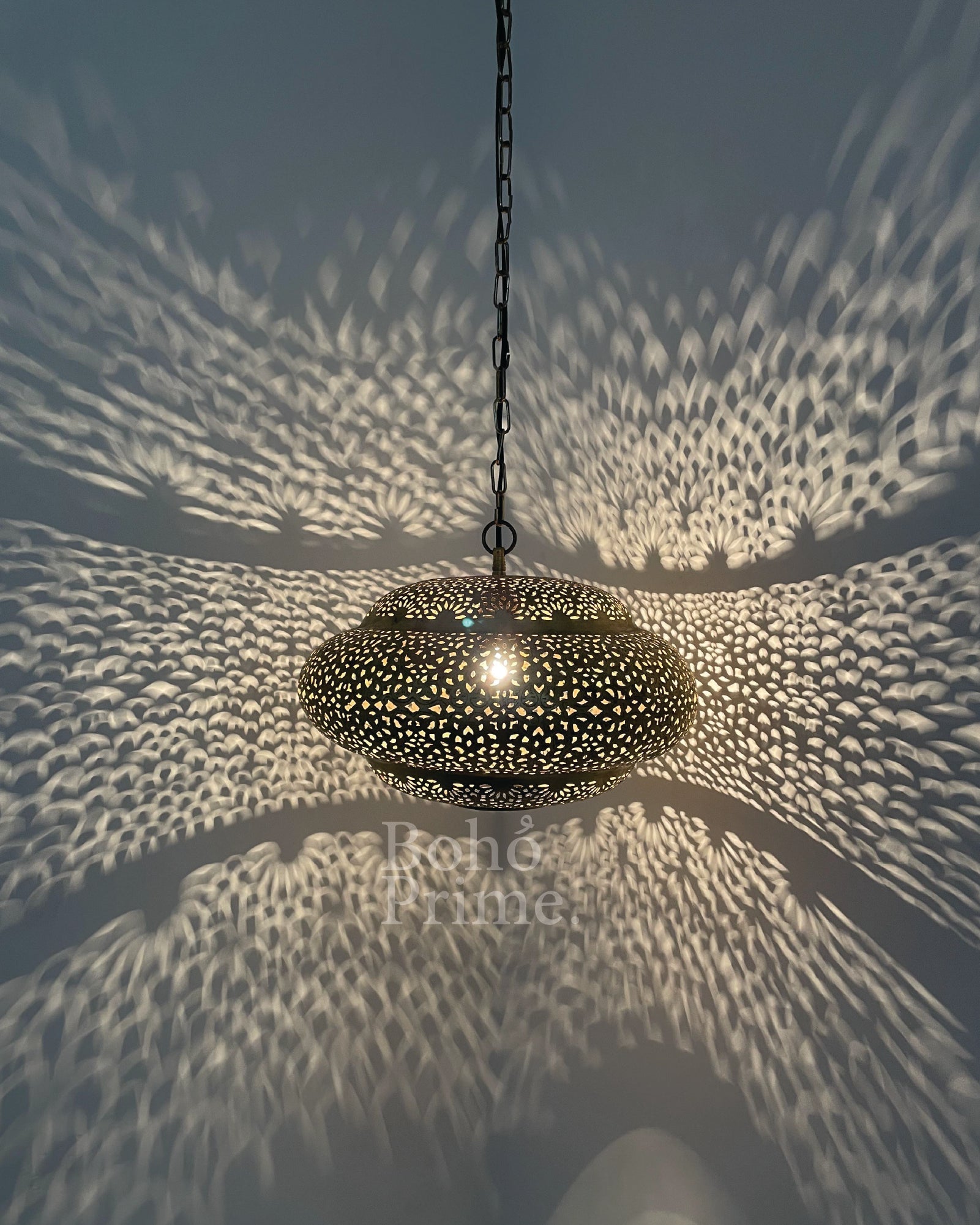Moroccan Engraved Brass Hanging Lantern