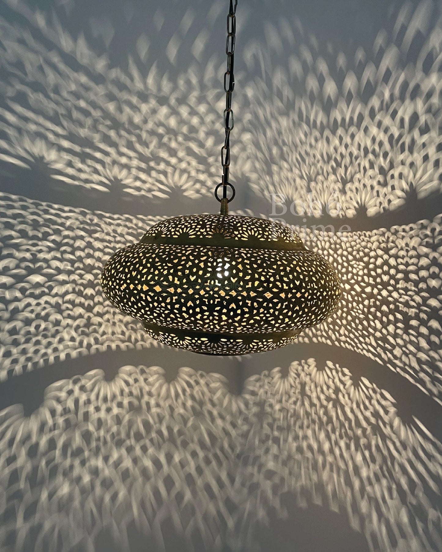 Moroccan Engraved Brass Hanging Lantern