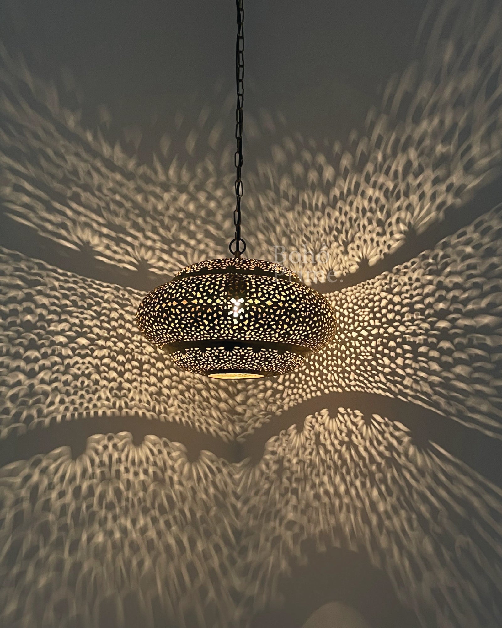 Moroccan Engraved Brass Hanging Lantern