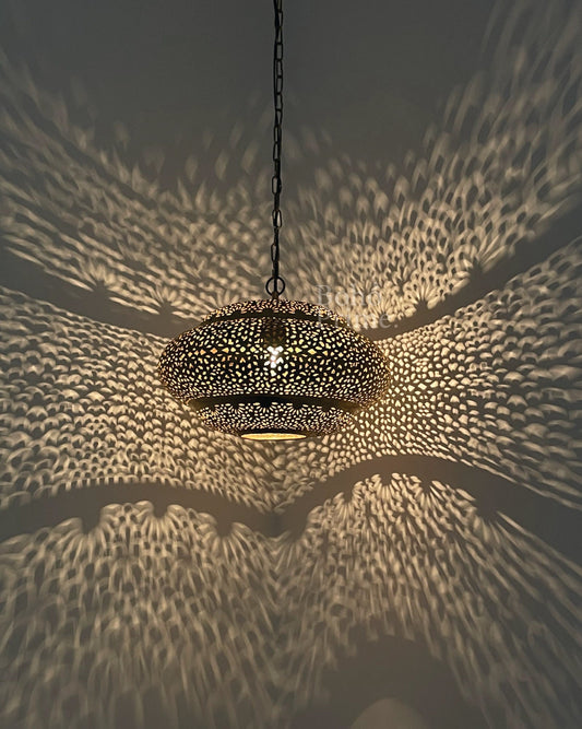 Moroccan Engraved Brass Hanging Lantern