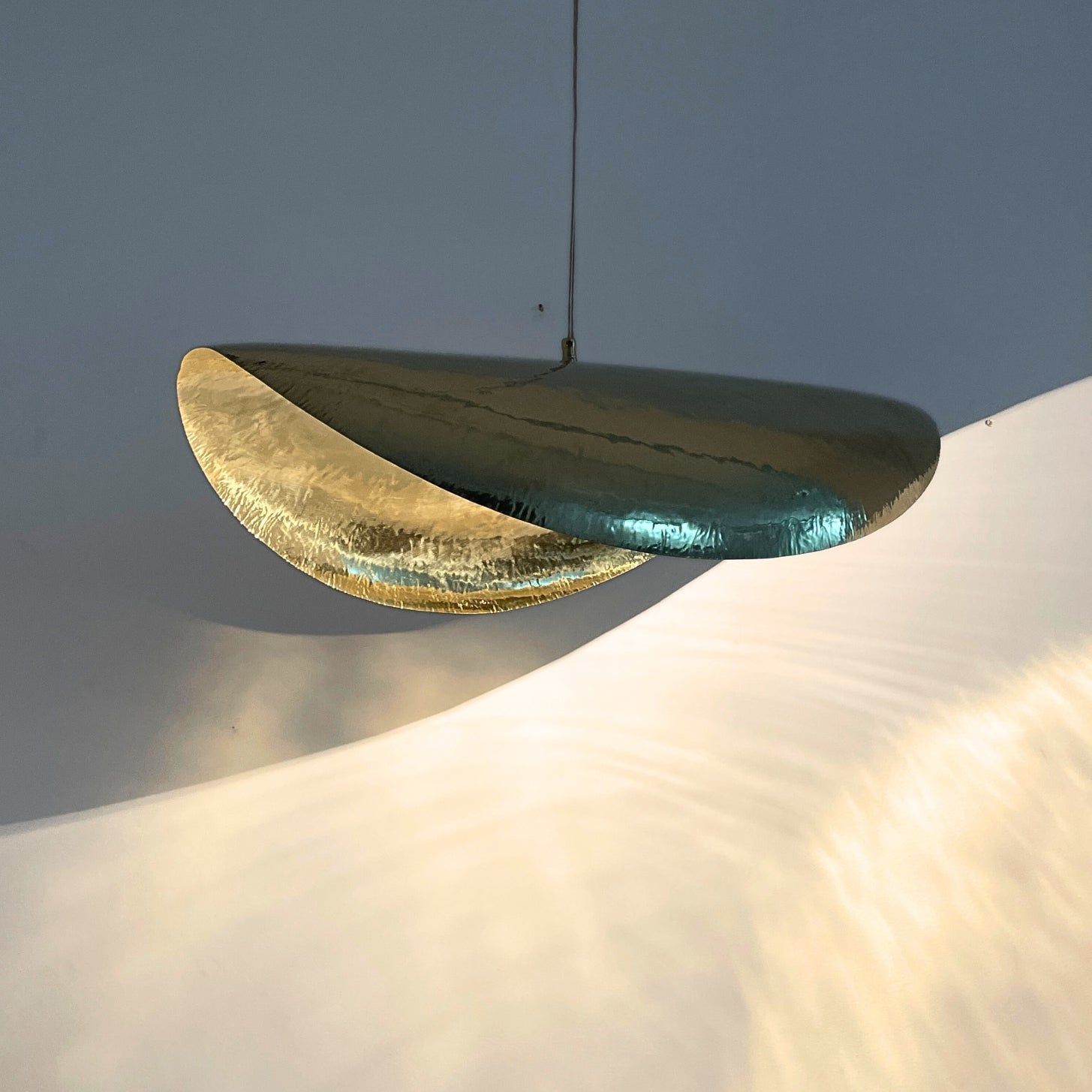 Brushed Brass Lotus Dome Pendant Light