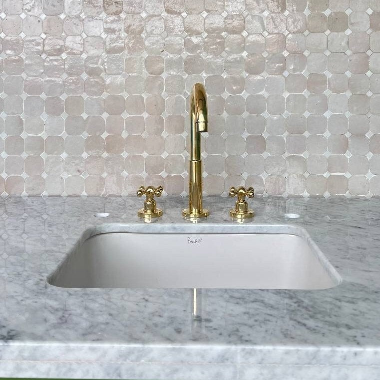 Unlacquered Brass Widespread Vintage Bathroom Faucet